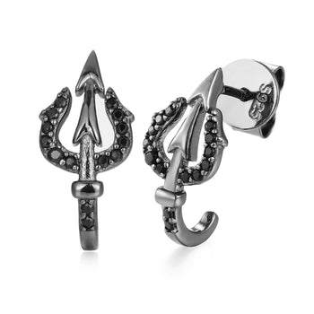 TRIDENT MOISSANITE STUD EARRINGS IN STERLING SILVER - IVORY & EBONY