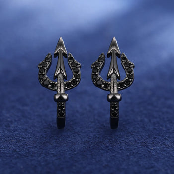 TRIDENT MOISSANITE STUD EARRINGS IN STERLING SILVER - IVORY & EBONY