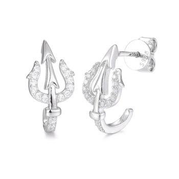 TRIDENT MOISSANITE STUD EARRINGS IN STERLING SILVER - IVORY & EBONY