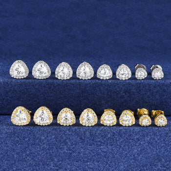 Boucles d'oreilles clous en moissanite taille trillion en argent sterling