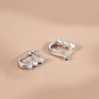 TRIO MOISSANITE HUGGIE HOOPS IN STERLING SILVER