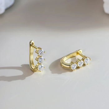 TRIO MOISSANITE HUGGIE HOOPS IN STERLING SILVER