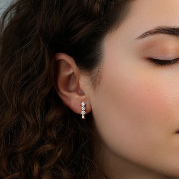 TRIO MOISSANITE HUGGIE HOOPS IN STERLING SILVER