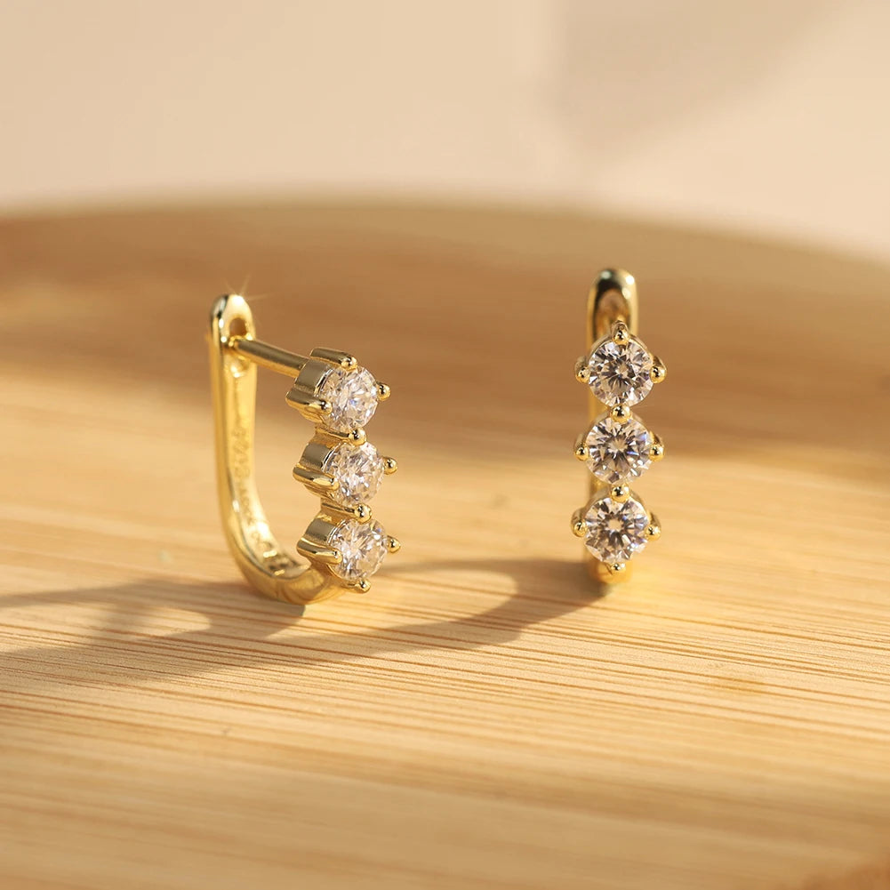 TRIO MOISSANITE HUGGIE HOOPS IN STERLING SILVER