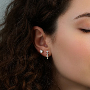 TRIO MOISSANITE HUGGIE HOOPS IN STERLING SILVER