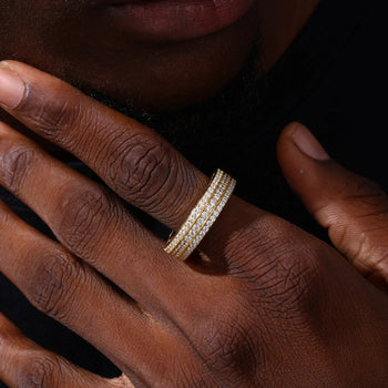 TRIPLE ROW MOISSANITE ETERNITY RING IN STERLING SILVER