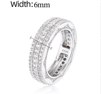 TRIPLE ROW MOISSANITE ETERNITY RING IN STERLING SILVER