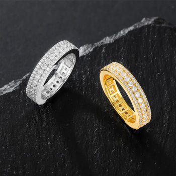 TRIPLE ROW PAVÉ MOISSANITE ETERNITY BAND IN STERLING SILVER