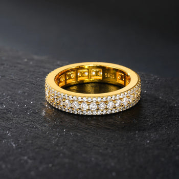 TRIPLE ROW PAVÉ MOISSANITE ETERNITY BAND IN STERLING SILVER