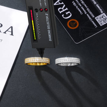 TRIPLE ROW PAVÉ MOISSANITE ETERNITY BAND IN STERLING SILVER