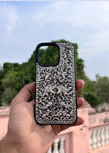TWIN ELEPHANT PHONE CASE IN STERLING SILVER