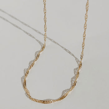 TWISTED CURB SINGAPORE ROPE CHAIN IN STERLING SILVER