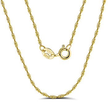 TWISTED CURB SINGAPORE ROPE CHAIN IN STERLING SILVER