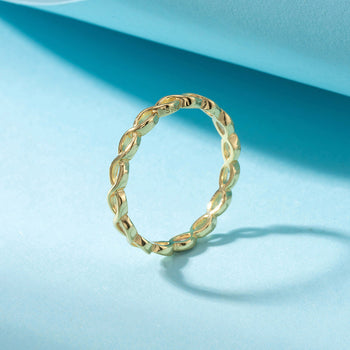 Alliance éternité en corde torsadée en argent massif