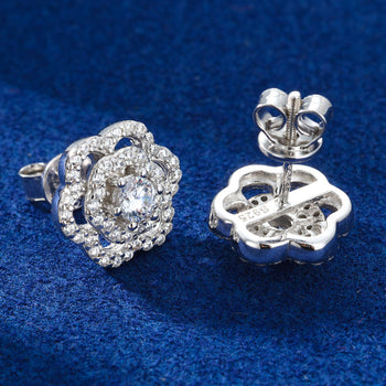 Boucle d'oreille clou en moissanite rose torsadée en argent sterling 