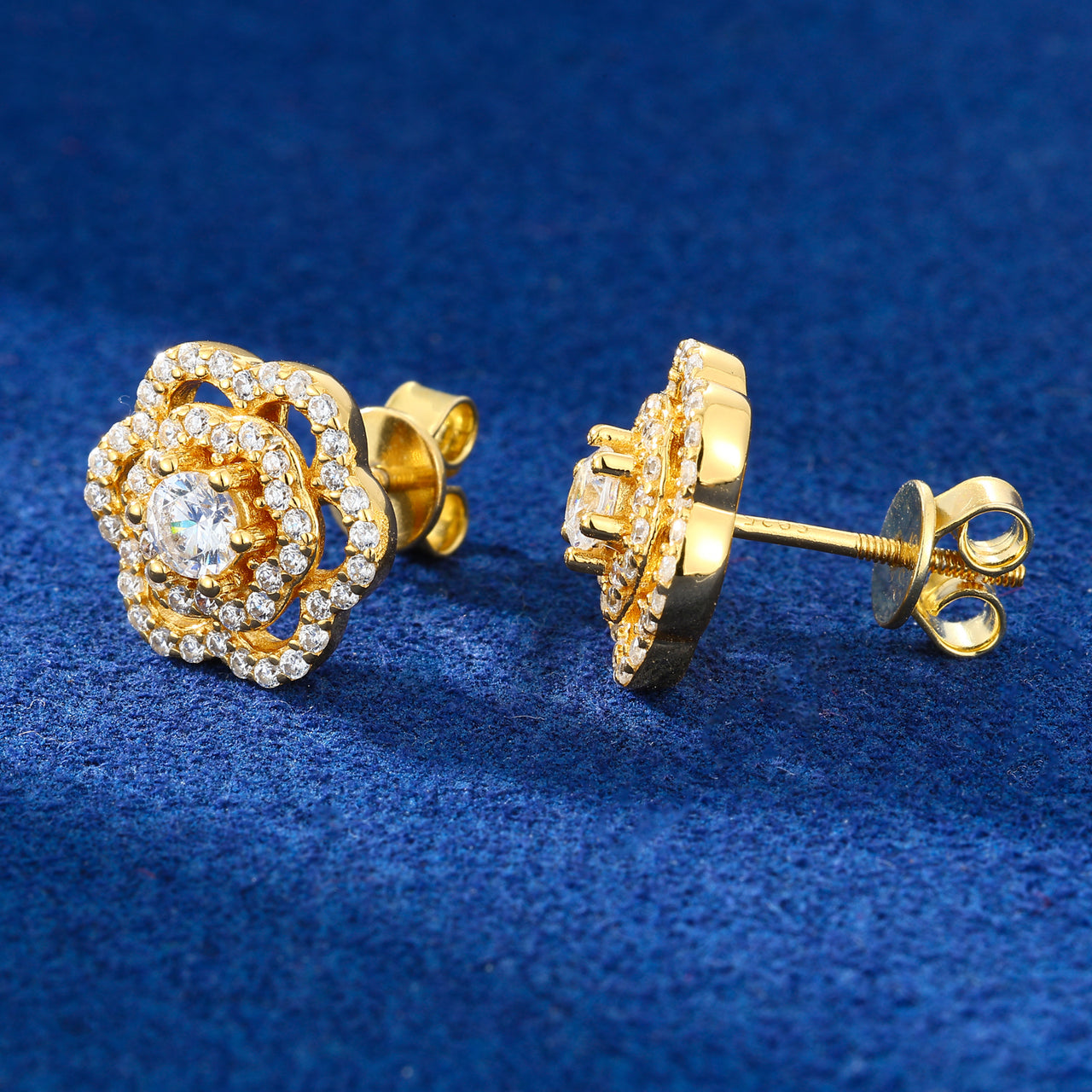 TWISTED ROSE MOISSANITE STUD EARRING IN STERLING SILVER