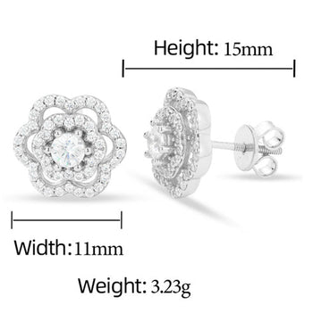 Boucle d'oreille clou en moissanite rose torsadée en argent sterling 