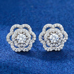 TWISTED ROSE MOISSANITE STUD EARRING IN STERLING SILVER