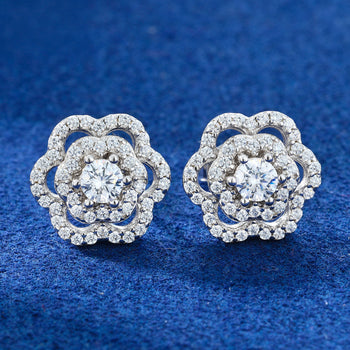 Boucle d'oreille clou en moissanite rose torsadée en argent sterling 