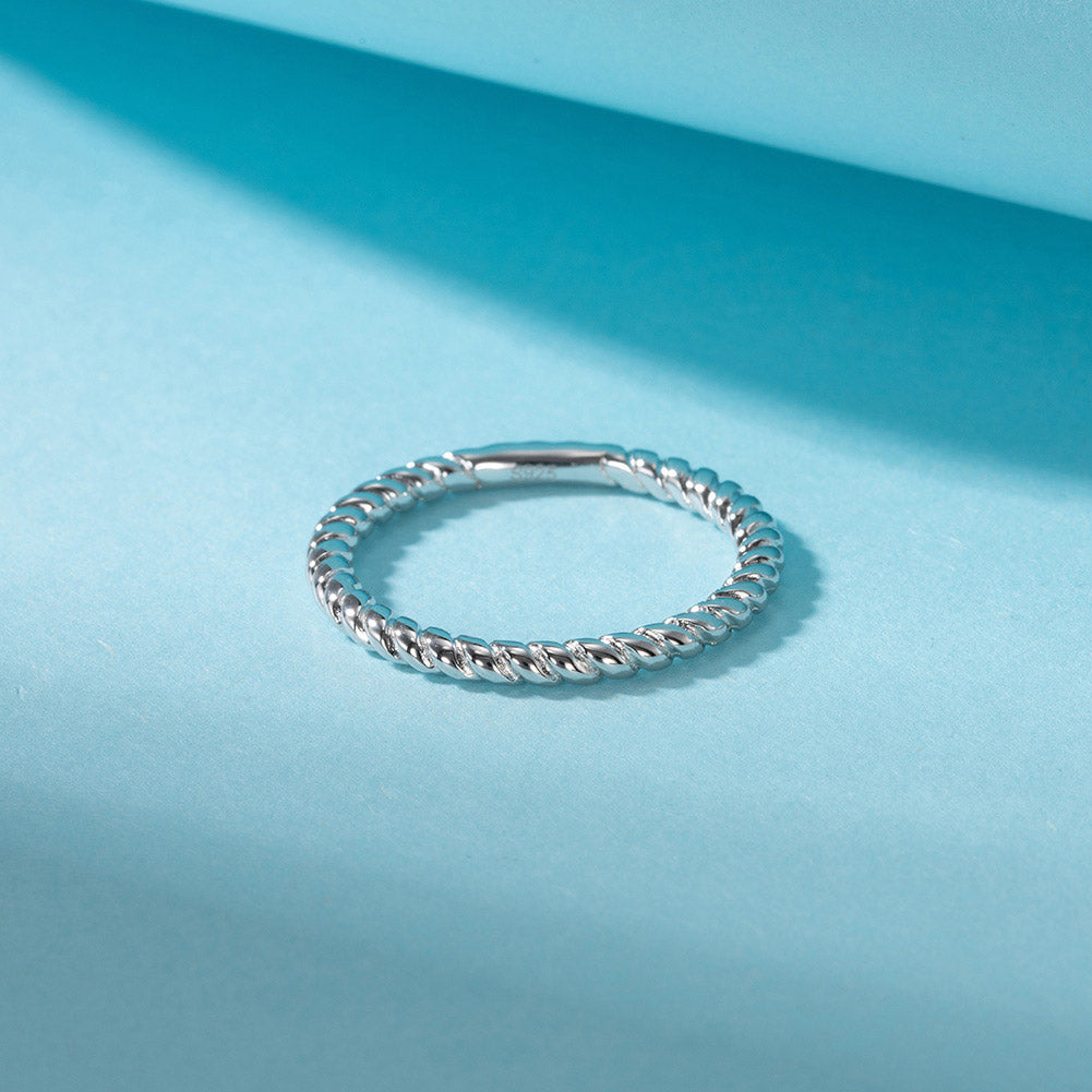 TWISTED STACKABLE RING IN STERLING SILVER