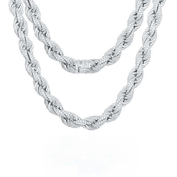 MOISSANITE DIAMOND TWISTED ROPE CHAIN NECKLACE IN STERLING SILVER - IVORY & EBONY