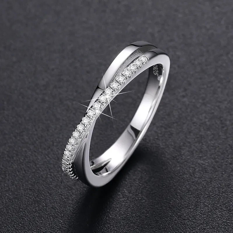 TWO BAND MOISSANITE DIAMOND RING FOR WOMEN IN STERLING SILVER