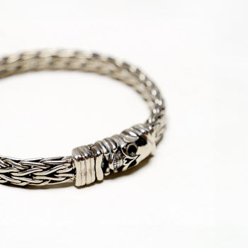 Skull Foxtail Chain Bracelet in Sterling Silver - IVORY & EBONY