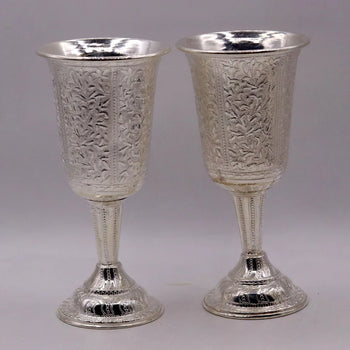 VINTAGE VICTORIAN LEAF CHALICE SET OF 6 IN STERLING SILVER
