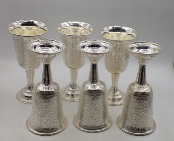 VINTAGE VICTORIAN LEAF CHALICE SET OF 6 IN STERLING SILVER