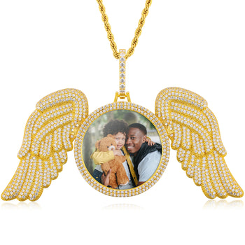 WINGS MOISSANITE PHOTO PENDANT IN STERLING SILVER - IVORY & EBONY