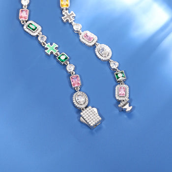 MOISSANITE CLUSTER TENNIS BRACELET IN STERLING SILVER - IVORY & EBONY