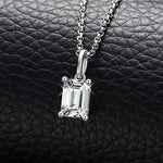 MOISSANITE 1CT EMERALD CUT PENDANT IN STERLING SILVER
