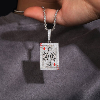 ICED OUT MOISSANITE KING POKER PENDANT IN STERLING SILVER