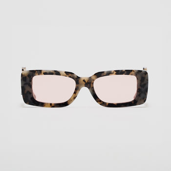 White Leopard Dollar Sunglasses - IVORY & EBONY