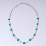 LAB GROWN GREEN EMERALD GEMSTONE AND MOISSANITE DIAMOND NECKLACE IN 14K GOLD