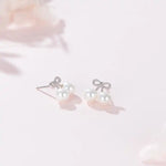BOW TIE WITH PEARLS EARRINGS IN STERLING SILVER