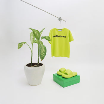 Rotated Text Hydrophobic T-Shirt - IVORY & EBONY