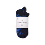 Blue Hue, Superior Grip: Ivory & Ebony Men's Blue Anti-Slip Ankle Socks - Extra-Long Staple Cotton, Cushioned Footbed, Blister Tab, Seamless Toe - Your Comfort, Our Priority!