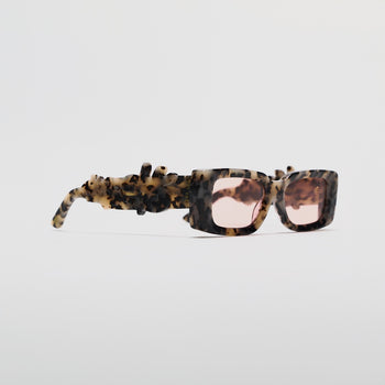 White Leopard Dollar Sunglasses - IVORY & EBONY