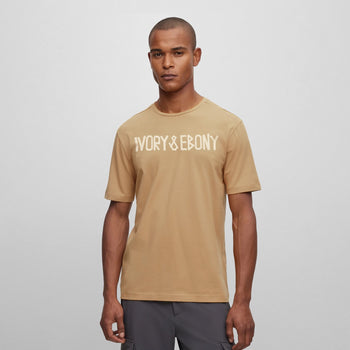 Tape Text Hydrophobic T-Shirt - IVORY & EBONY