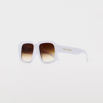 Retro Squared White Sunglasses - IVORY & EBONY