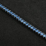 BLUE MOISSANITE DIAMOND TENNIS CHAIN NECKLACE/BRACELET IN STERLING SILVER