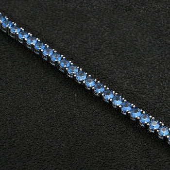 Collier/bracelet tennis en argent sterling avec diamants et moissanite bleue