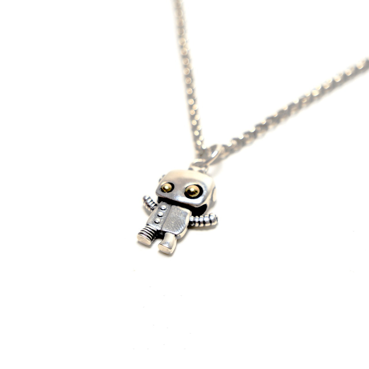 Robot Pendant Necklace in Sterling Silver