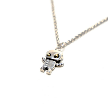 Robot Pendant Necklace in Sterling Silver - IVORY & EBONY