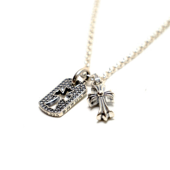 Cross Charm Necklace in Sterling Silver - IVORY & EBONY