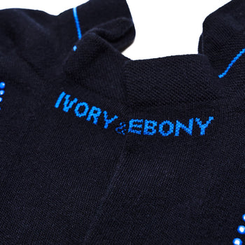 Discover Superior Comfort and Grip: Ivory & Ebony Men's Anti-Slip Blue Ankle Socks - Extra-Long Staple Cotton, Cushioned Footbed, Blister Tab, Seamless Toe - Your Feet Deserve the Best!